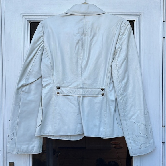 MACKAGE CANADA LADIES WHITE LEATHER JACKET-M-VINTAGE-80’s vibe - Picture 8 of 11